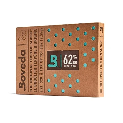 Afbeelding van Boveda voor kruidenopslag, 2 weg vochtregulerend bij 62% RH, maat 320 maximaal 2,5 kg bloemen, voorkomt verlies van terpenen, overdroging en schimmel, 1 stuk