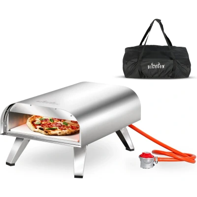 Afbeelding van BIGHORN Gas Pizzaoven voor Buiten Pizza Gourmet Barbecue Edelstaal 30.5cm pizzasteen temperatuurweergave tot 460 C met Draagtas