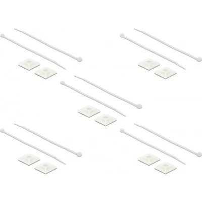 Afbeelding van Tie wraps 300 x 4,8mm (10 stuks) met zelfklevende houders / transparant