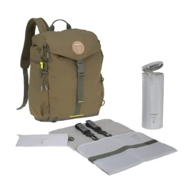 Afbeelding van Lässig Luiertas Green Label Outdoor Rugzak incl verschoningsmatje Olive