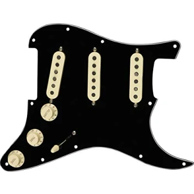 Afbeelding van Fender Pre Wired Strat Pickguard, Tex Mex SSS Black Single coil pickup voor gitaren