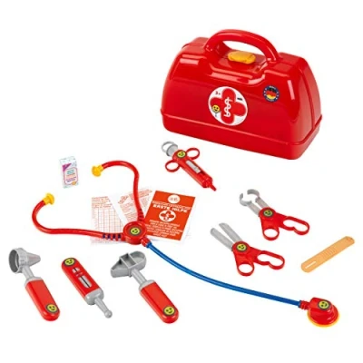 Afbeelding van Klein Toys artsenkoffer afgeronde hoeken incl. speelgoedinstrumenten 24x11x19 cm rood