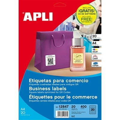 Afbeelding van Printerlabels Apli 45 x mm 20 Lakens A4 Wit 210 297
