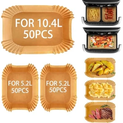 Afbeelding van Feelhap bakpapier voor Ninja Foodi Flex Air Fryer 10,4 l AF500EU, 150 stuks wegwerp papieren voering accessoires AF500EU