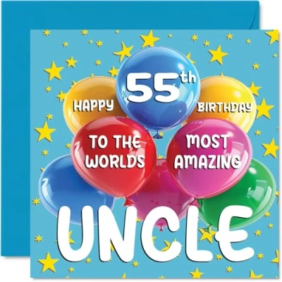 Afbeelding van verjaardagskaart 55e oom World&#039;s Most Amazing Uncle voor van nicht en neef, 145 mm x mm, 55 jaar, wenskaarten