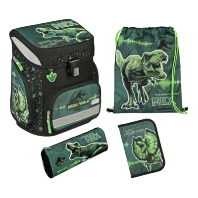 Afbeelding van Scooli Schooltas EasyFit Schulranzen Set 5 delig Jurassic World Zwart