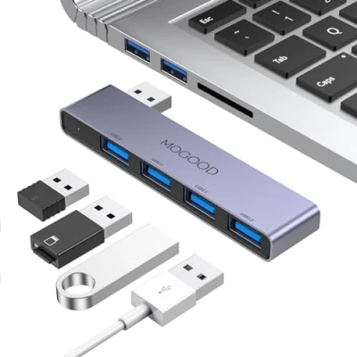 Afbeelding van USB splitter voor Laptop MOGOOD Hub 3.0 Multiport Adapter Port Expander Data laptop, pc, MacBook, Mac Pro, Mini, iMac,