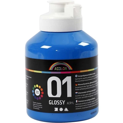 Afbeelding van A color Glossy acrylverf, primair blauw, 01 glossy, 500 ml
