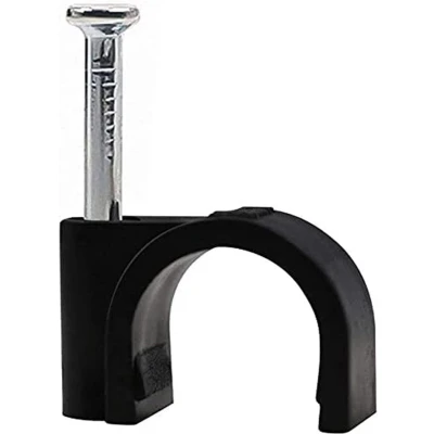 Afbeelding van Tack Spijkerclips 6mm Rond Zwart 100st per doosje