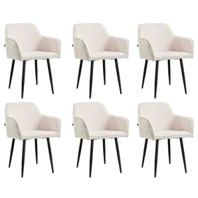 Afbeelding van Lina® Tony Eetkamerstoel Beige Set van 6 Ribstof