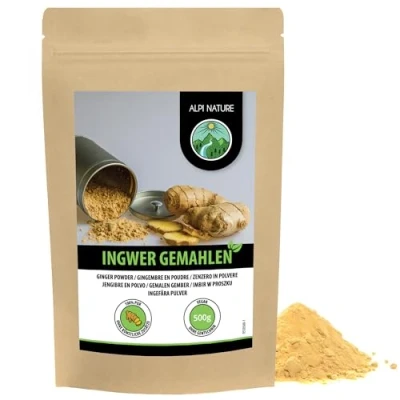 Image de Alpi Nature Gingembre en Poudre 500g, Racine de Séchée et Moulue pour la Cuisine