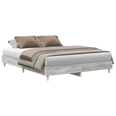 Afbeelding van vidaXL Bedframe zonder matras 150x200 cm spaanplaat grijs Sonoma