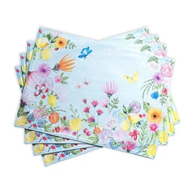 Afbeelding van Maison d&#039; Hermine Jardin D&#039;Ete Mint set van 4 100% katoenen placemats voor de eettafel keuken huwelijk dagelijks diners lente/zomer (33 cm x 48 cm)