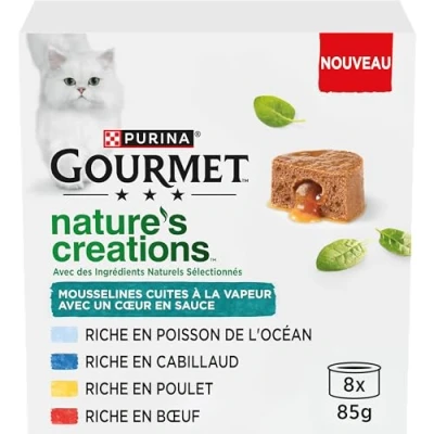Afbeelding van 6x Gourmet Nature&#039;s Creations Blik Mousse met Saus Zeevis 8 x 85 gr