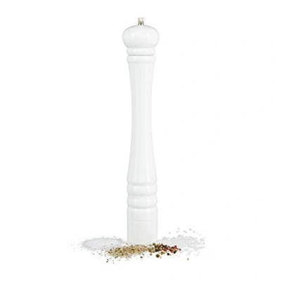 Afbeelding van Relaxdays pepermolen 40 cm berkenhout keramiek maalwerk kruidenmolen zoutmolen wit