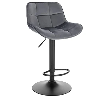 Afbeelding van EUGAD Barkruk, draaibare barstoel, barkruk met voetensteun en rugleuning, aanrechtkruk voor bistro, restaurant, keuken, in hoogte verstelbaar 62 84 cm, zwart 1005BY 1