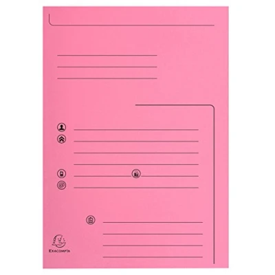 Afbeelding van Exacompta Ref. 334003E Verpakking met 25 bedrukte hardheffers 2 super kleppen 210 g/m² pastelkleuren PEFC™ gecertificeerd afmetingen 24 x 32 cm voor documenten in A4 formaat kleur roze