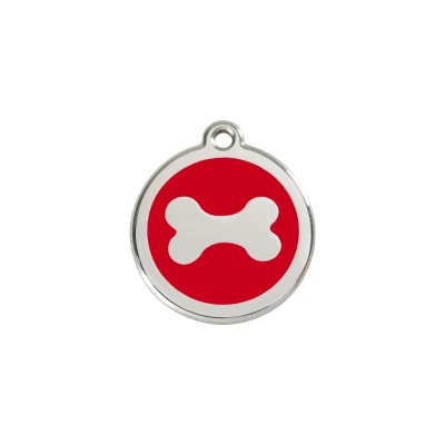 Afbeelding van Bone Red roestvrijstalen hondenpenning small/klein dia. 2 cm RedDingo