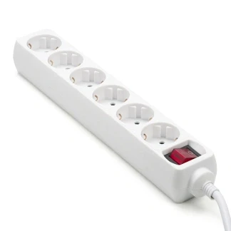 Afbeelding van Stekkerdoos 6 voudig 5 meter (Schakelaar, Wit)