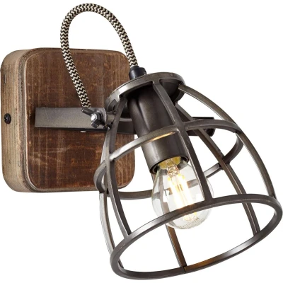 Afbeelding van wandlamp Matrix zwart E14 Grijs Hout Brilliant