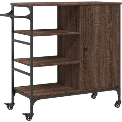 Afbeelding van Keukentrolley 87,5x38,5x84,5 cm bewerkt hout bruin eikenkleurig
