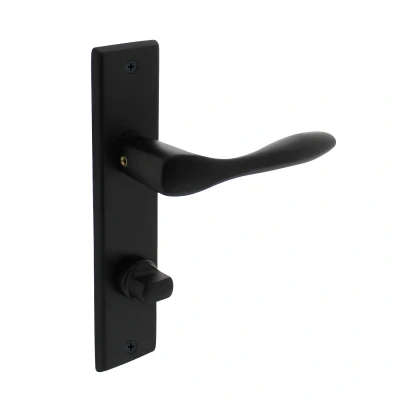 Afbeelding van Intersteel Deurkruk Banaan met schild 181x41x7mm WC63/8mm mat zwart
