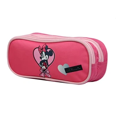 Afbeelding van BAGTROTTER Pennenetui met 2 vakken, Disney Minnie hart, roze