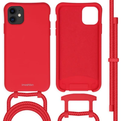 Afbeelding van iMoshion Hoesje Geschikt voor iPhone 11 met koord Color Backcover afneembaar Rood