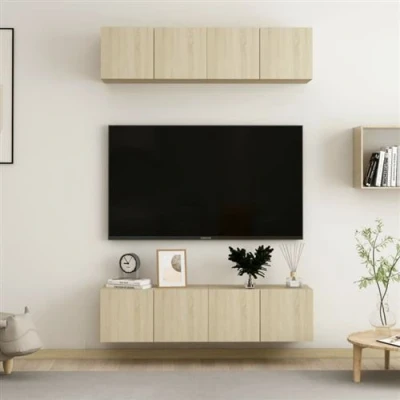 Afbeelding van vidaXL Tv meubelen 4 st 60x30x30 cm bewerkt hout sonoma eikenkleurig
