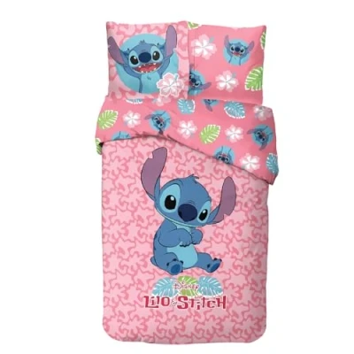 Afbeelding van Disney Lilo &amp; Stitch Dekbedovertrek 140x200 Cm 100% Katoen Eenpersoons Roze