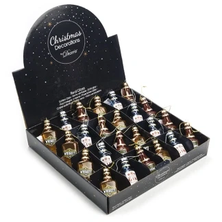 Afbeelding van Kerst ornamenten Drankflesjes 24 stuks (Blauw/Goud/Bruin)