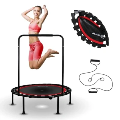 Afbeelding van Kangumobi Mobiclinic Ronde fitnesstrampoline Opvouwbaar Max 150kg Verstelbare armleuning Afneembaar 101x101x118cm