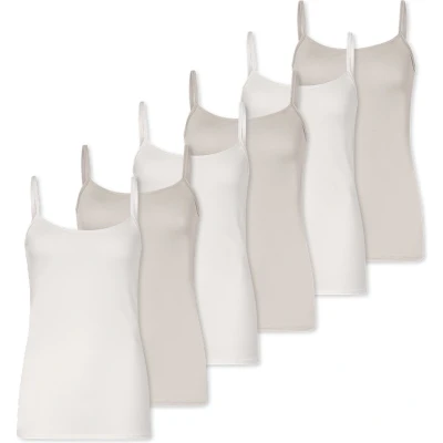 Afbeelding van Schiesser Spaghetti 6ER PACK Essentials Hemd, Dames, Maat: 46, Offwhite grau