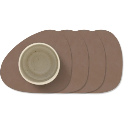 Afbeelding van LIND DNA Onderzetters Nupo Leer Truffle 13 x 11 cm 4 Stuks
