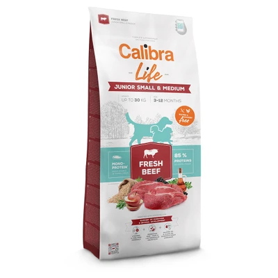 Afbeelding van voordeelverpakking: 2x12kg Calibra Life Junior Kleine &amp; Middelgrote rassen met vers rundvlees droogvoer