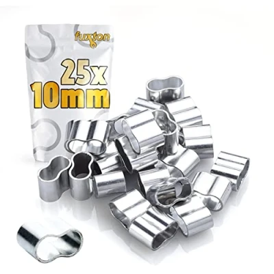 Afbeelding van fuxton 25 stuks professionele aluminium klemmen, roestvrij, voor verlengtouw van 10 mm