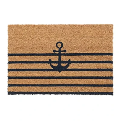 Afbeelding van Relaxdays deurmat anker kokosmat antislip 60 x 40 cm voetmat natuur/zwart