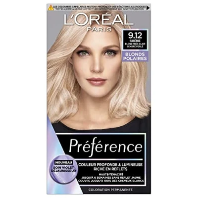 Image de PREFERENCE L&#039;Oréal Paris Préférence Blond Polaire Coloration Permanente Cheveux, Nuance : Sibérie 9.12, très clair cendré perlé