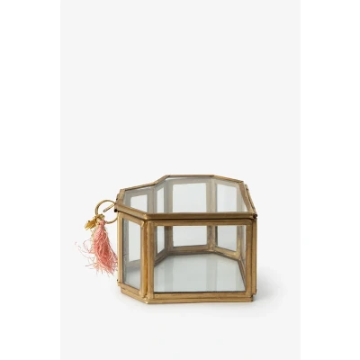 Afbeelding van Gouden glazen box hart klein