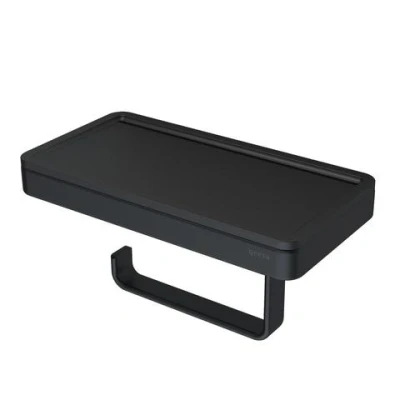Afbeelding van Geesa frame zwart collection toiletrolhouder met planchet