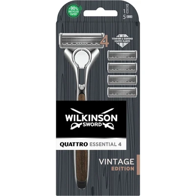Afbeelding van Wilkinson Sword Quattro Titanium Vintage Edition Scheersysteem + 5 Scheermesjes