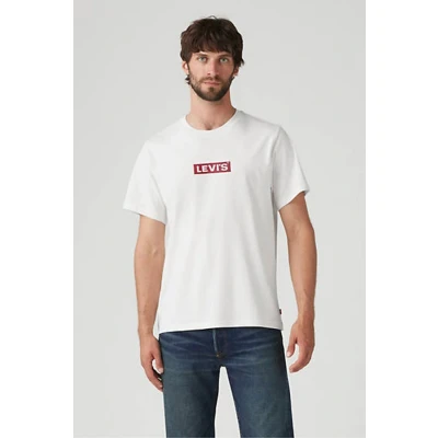 Afbeelding van Levi&#039;s Relaxed Fit T shirt Men&#039;s S Wit / Boxtab 5In White Base Red Small On Center