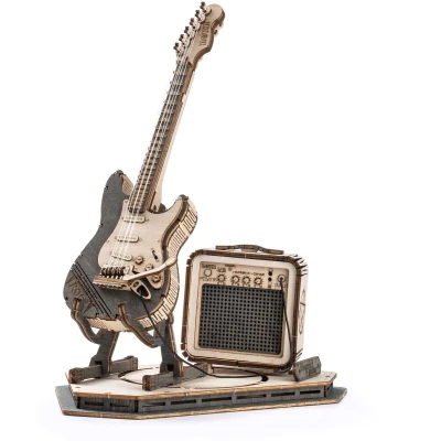Afbeelding van Robotime Electric Guitar TG605K Houten 3D DIY bouwset electrische gitaar Miniatuur Bouwpakket Knutselen