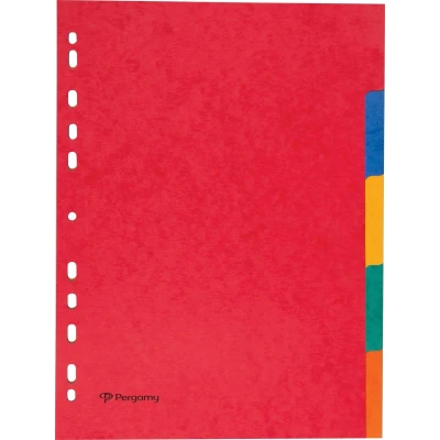 Afbeelding van Pergamy tabbladen ft A4, 11 gaatsperforatie, stevig karton, geassorteerde kleuren, 5 tabs