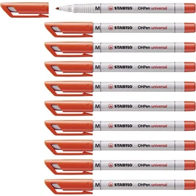 Afbeelding van Overheadviltstift 1mm non permanent rood Stabilo 10 stuks