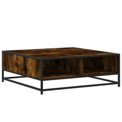Image de vidaXL Table basse chêne fumé 80x80x30 cm bois d&#039;ingénierie et métal848771