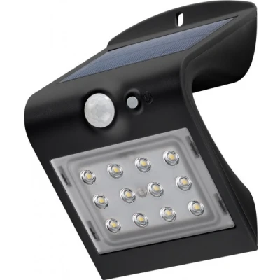 Afbeelding van LED wandlamp op zonne energie Goobay met bewegingsmelder, 1,5 W, zwart zonnelamp biedt een neutraal witte verlichtingsoplossing voor huisi...