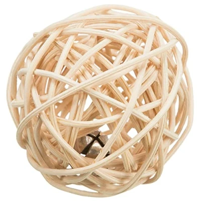 Afbeelding van Trixie Kattenspeeltje Speelhengel Pompomballen Hout/Pluche Met Valeriaan Paars 40 cm
