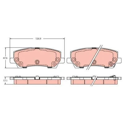 Afbeelding van TRW GDB2388 Remblokkenset Met akoestische slijtagewaarschuwing FORD USA: Mustang Mk6 Coupe, Convertible