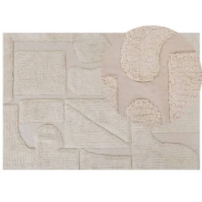 Afbeelding van DIYADIN Laagpolig vloerkleed Beige 160 x 230 cm Katoen